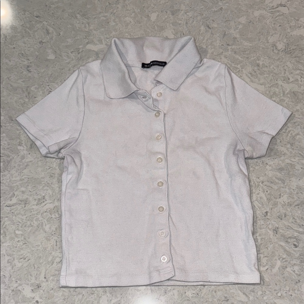Brandy Melville White Button Down Shirt Short Sleeve